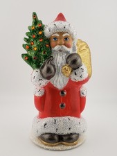 Schaller Paper Mache Figurine Santa with Molded Tree 2518