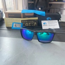 NEW Costa Del Mar BLACKFIN Matte Black/ green Lenses 580P Polarized Sunglasses
