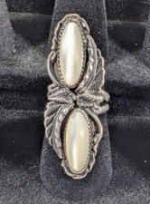 Vintage 1970s Silver Mother Of Pearl MOP Ring Size 5ish