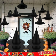 Black Witch Hats 6 Pack Hanging Wizard Hats Halloween Party Decorations New