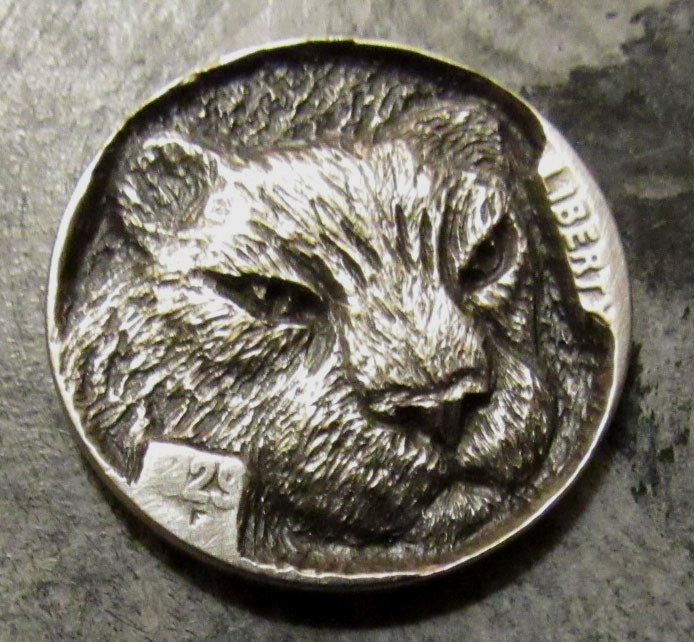 Deep Carved Hobo Nickel, Big Cat