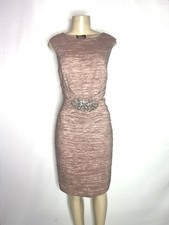 ELIZA J PINK MAUVE PLEATED MATERIAL SHEATH SLEEVELESS DRESS SZ 12