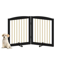 Freestanding Pet Gate for Dogs, Foldable Wooden Dog Gate for House, Stairs, D...