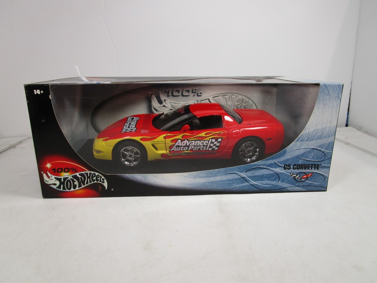 HOT WHEELS 1/18 RED/YELLOW ADVANCE AUTO CHEVY CORVETTE HARDTOP C5