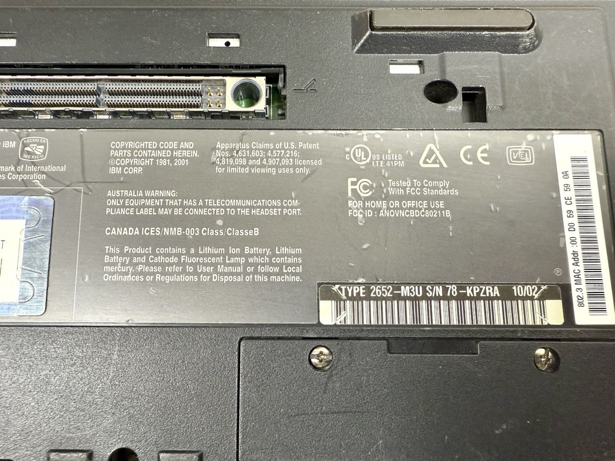 IBM Thinkpad A31 Type 2652 Laptop Intel Pentium 4, 1024 MB Ram NO