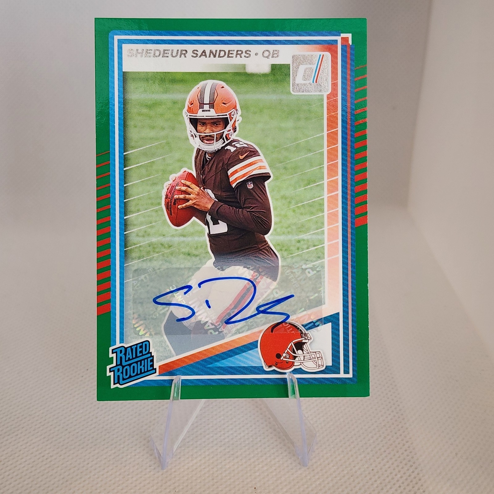 2025 Donruss Shedeur Sanders Green Rated Rookie Auto #306 RC Cleveland Browns