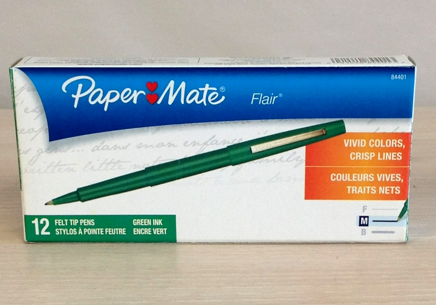 Box of 12 Paper Mate Flair Felt Tip Pens GREEN 0.7mm Medium Point 8440152 NEW