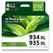 934XL Black 935XL Ink Cartridge 4-Pack for HP Officejet Pro 6230 6830 6835