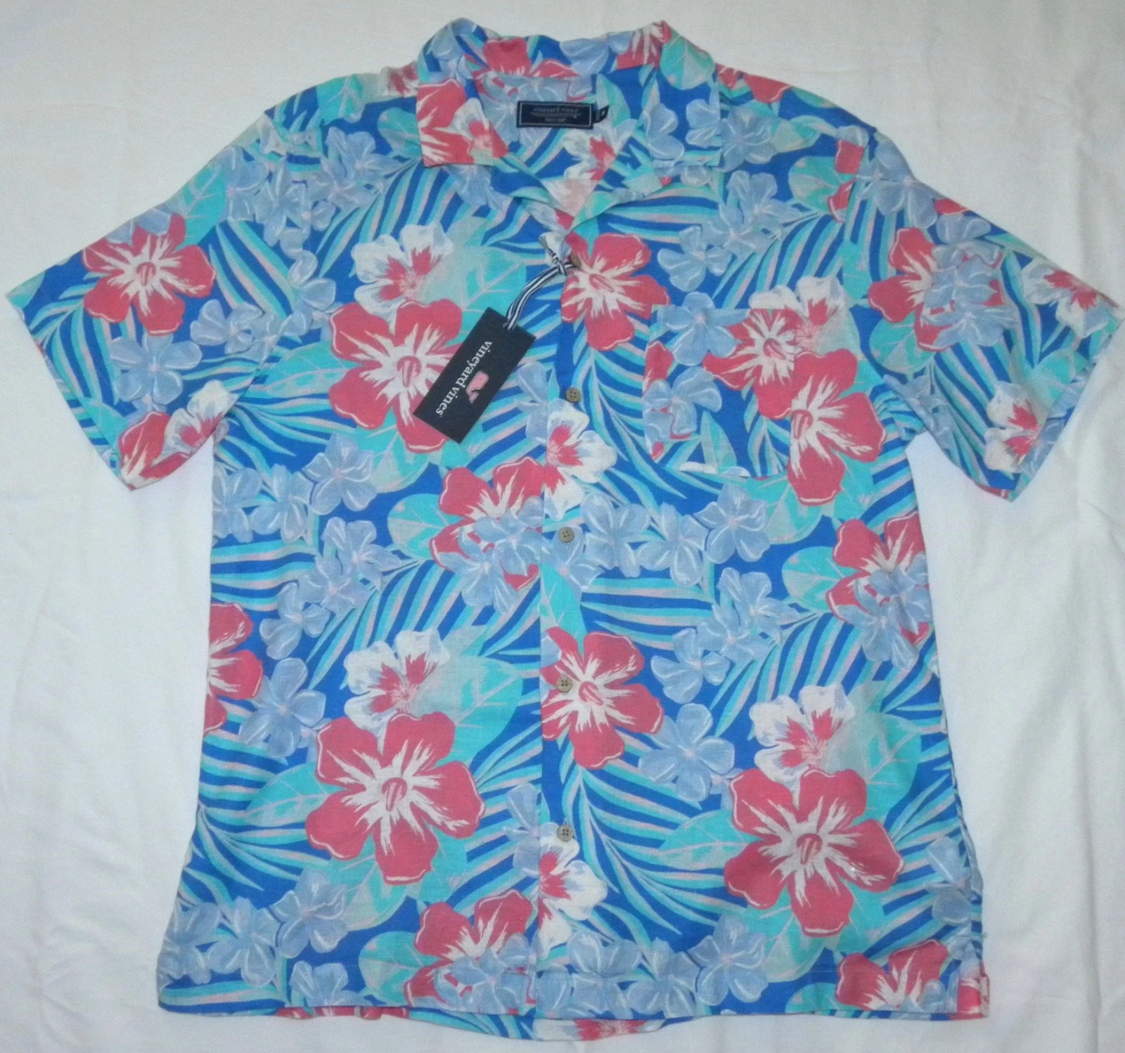Mens VINEYARD VINES Island Floral Hawaiian Cabana S/S Shirt Size M NEW $98