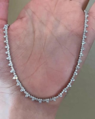 10Ct Round Cut Lab-Created Diamond Women's Tennis Necklace 14K White Gold Finish
