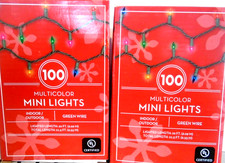 100ct Multi Color Mini Lights Green Wire Indoor/Outdoor 21.5FT 2-BOXES