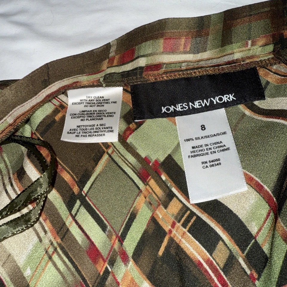 Maxi falda para mujer Jones New York estampada 100 % seda forrada línea A talla 8 Y2K de colección Foto 2 de 4