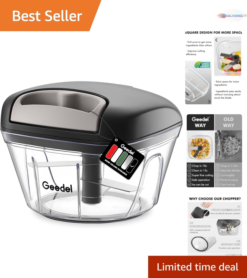 Manual Food Processor Vegetable Cutter Chopper 2 Cup Stainle