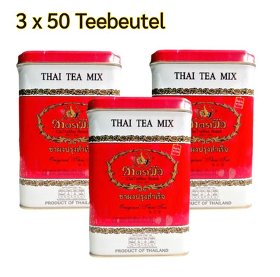 ChaTraMue Original Thai Roter Tee 3 × 50 Teebeutel in Dose (150 Beutel / 600 g)