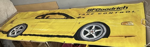 Vtg Original Huge BF Goodrich Banner Yellow Cobra Mustang 34” x 105” #BDP20957