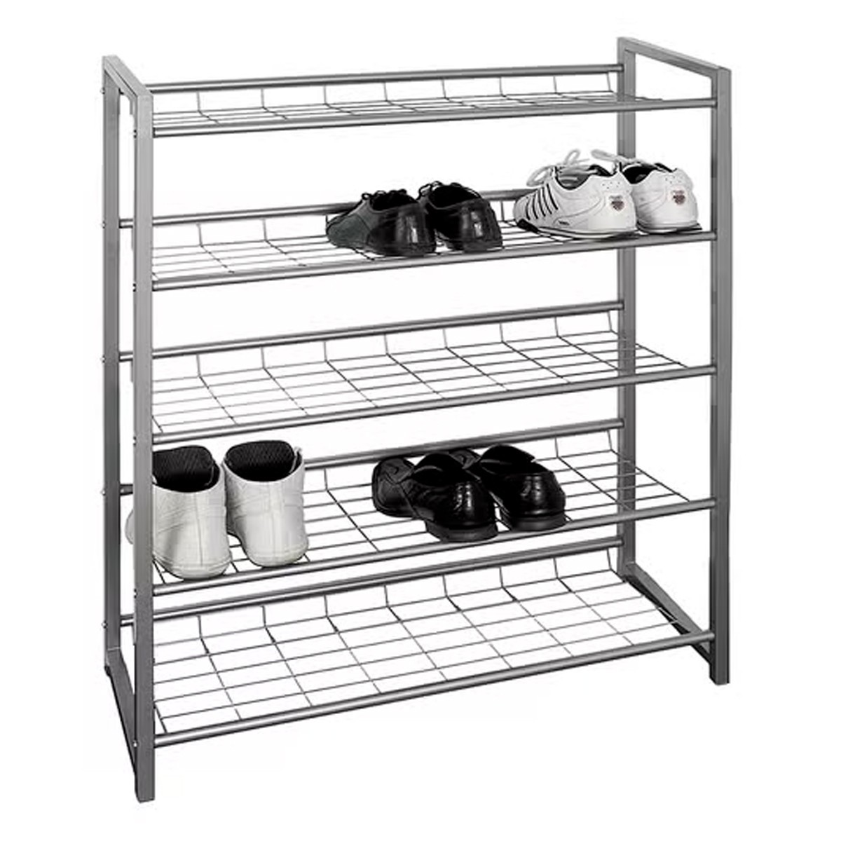Meuble range-chaussures 5 niveaux Plase en métal argent de 106cm