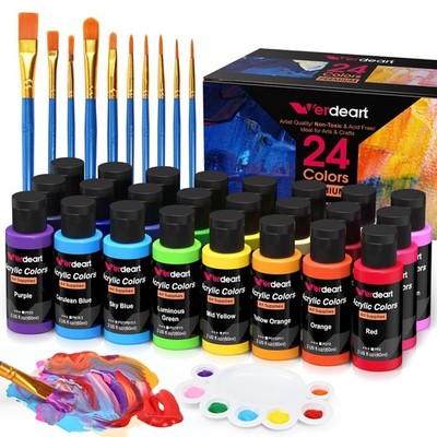 Acrylic Paint Set - 24 Colors 2 oz/59 ml Acrylic Paints for Professional Arti...