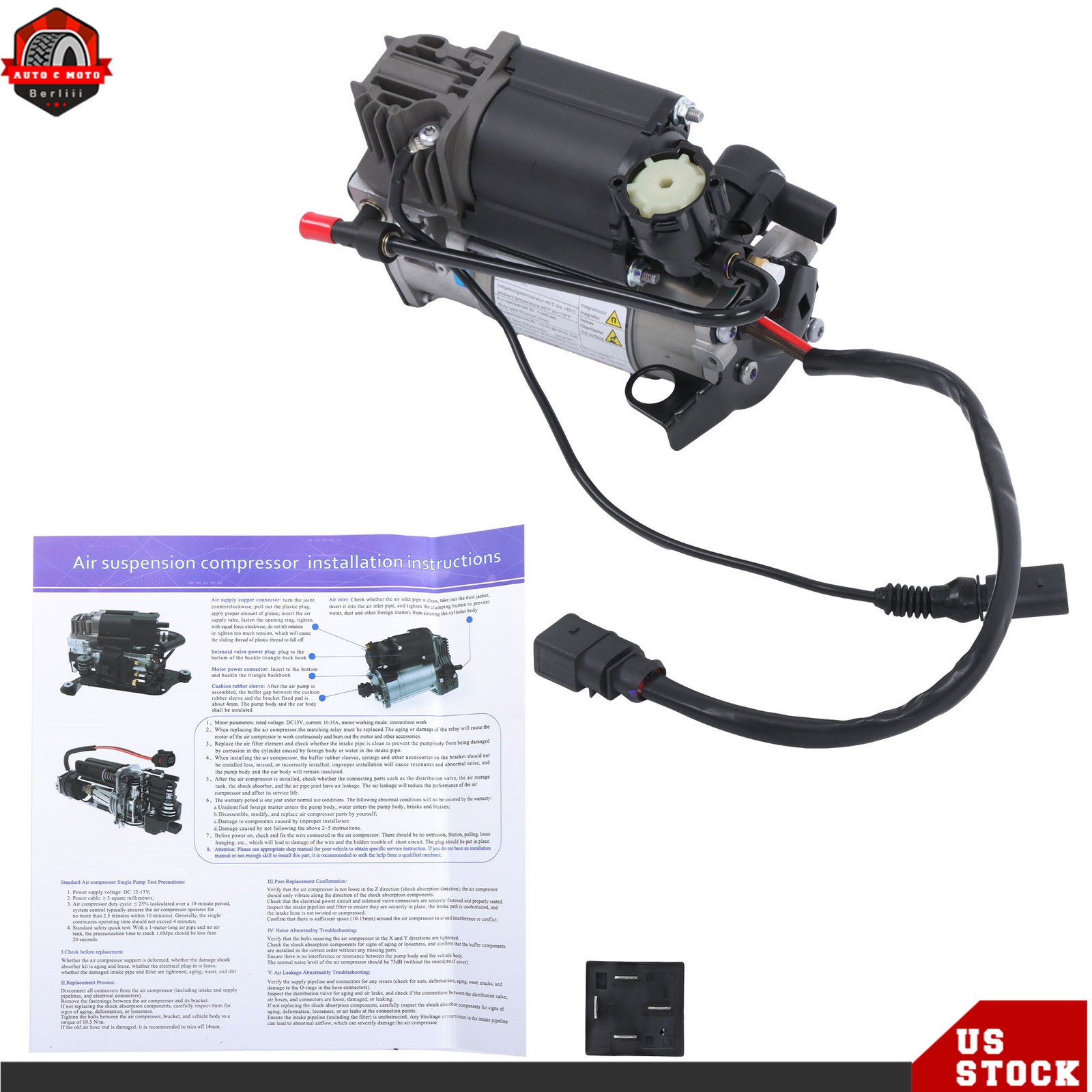 Suspension Air Compressor Assembly For Bentley Continental GT GTC 2003-2011 6.0L