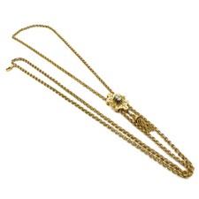 Victorian Mourning Jewelry Book Chain Gold Filled Link Cameo Necklace #M1415-1