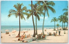 Vintage Florida Beach Scene Postcard by Tichnor Bros L-28