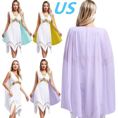 US Woman Greek Roman Queen Princess Dress-up Ancient Roman Toga Cosplay Costume