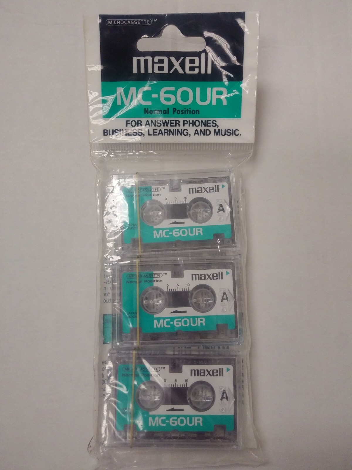 Maxell MC60UR Microcassette 3Pack New Sealed Blank Audio Tapes