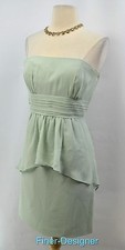 alfred angelo bridesmaid dress 7259 sexy chiffon strapless peplum gown sage SZ 8