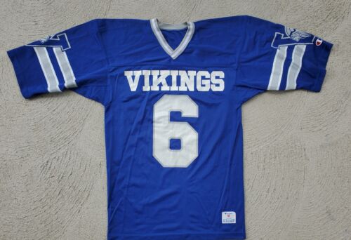 Vintage Champion Vikings #6 Blue Nylon Football Jersey Shirt Size Medium USA - Picture 2 of 10