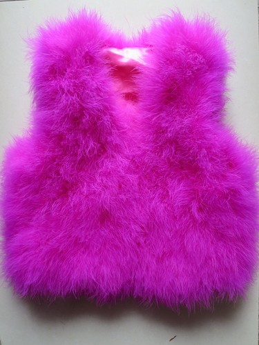 Girl's Real Ostrich Feather Fur Vest Coat Warm Waistcoat Wedding Party Short - Picture 12 of 13