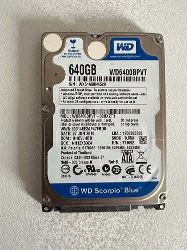 640GB Western Digital WD6400BPVT SATA Slim 2.5 Zoll Notebook Laptop interne HDD