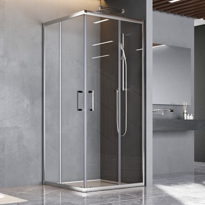 Duschkabine Eckeinstieg Duschabtrennung Schiebetür Duschtür Dusche Glas 185cm