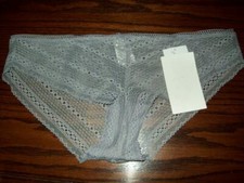 NWT CALVIN KLEIN BIKINI PANTIES openwork lace nylon/spandex F1849 027 GREY M