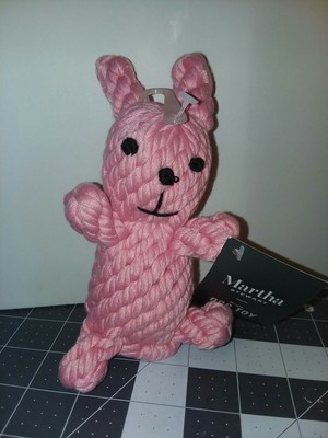 pink rabbit dog toy