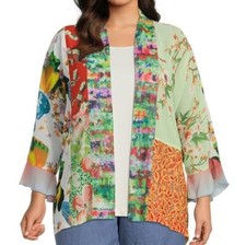 John Mark Patchwork Floral Open Front Kimono Jacket Sz Xl Nwt $129