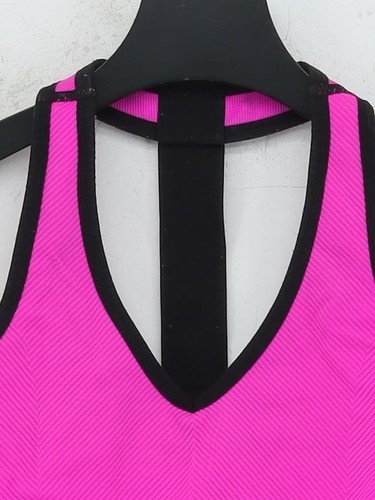 Top donna New Balance XS rosa 100% poliestere senza maniche scollo a V ritagliato - Foto 3 di 5