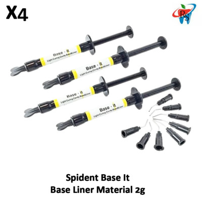 Dental Spident Base It Liner Material 2g 4 Syringes Calcium Light Cure Dentin