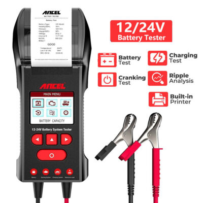 ANCEL Auto KFZ Batterietester Testgerät Prüfer mit Eingebaut Drucker 12/24V PKW