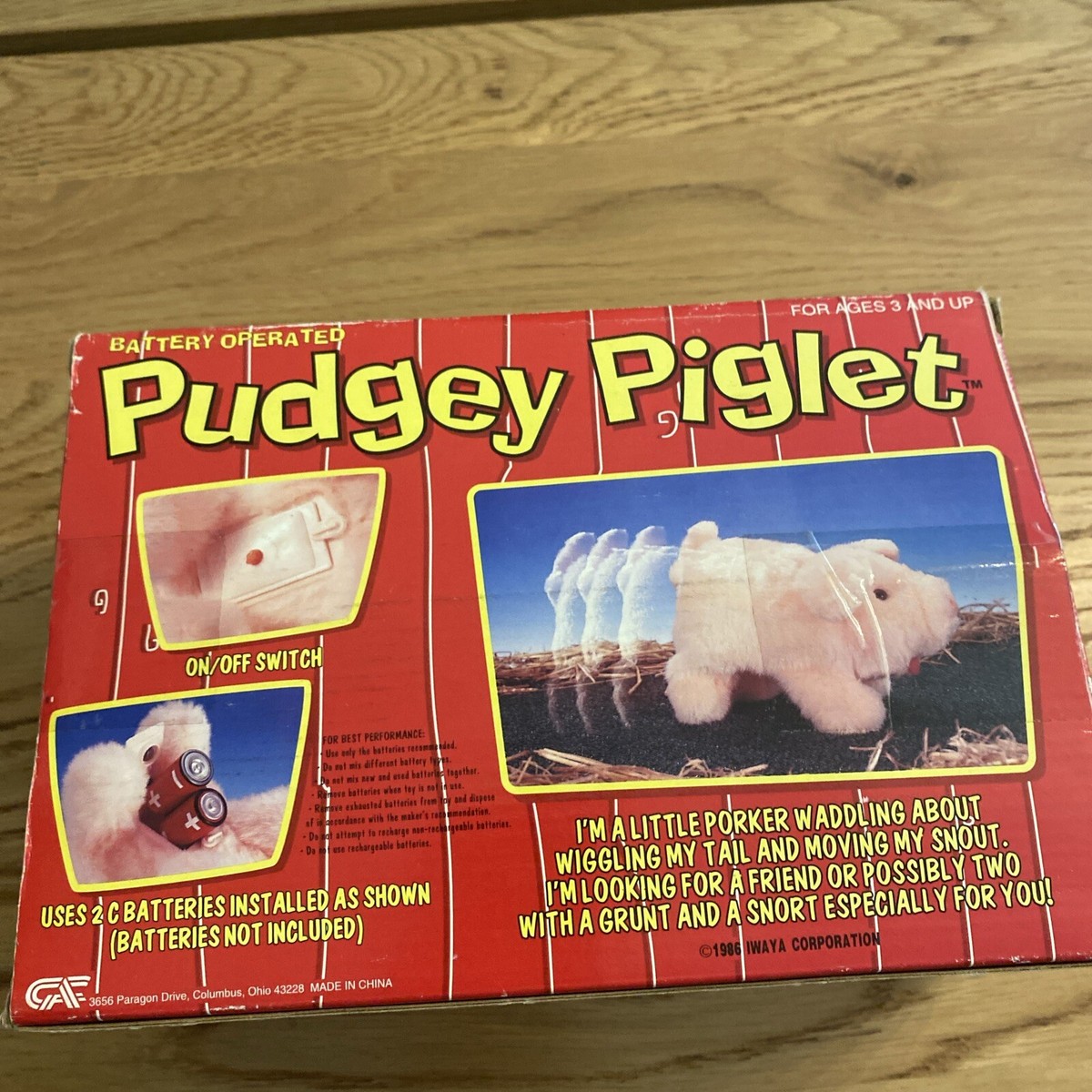 Vintage 1986 Pudgey Piglet Plush Toy In Original Box - New