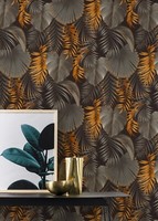 Eur 5,63/Qm /Tapete Rasch 462043 Tapete Floral Blumen Palmen Schwarz Grau Gold