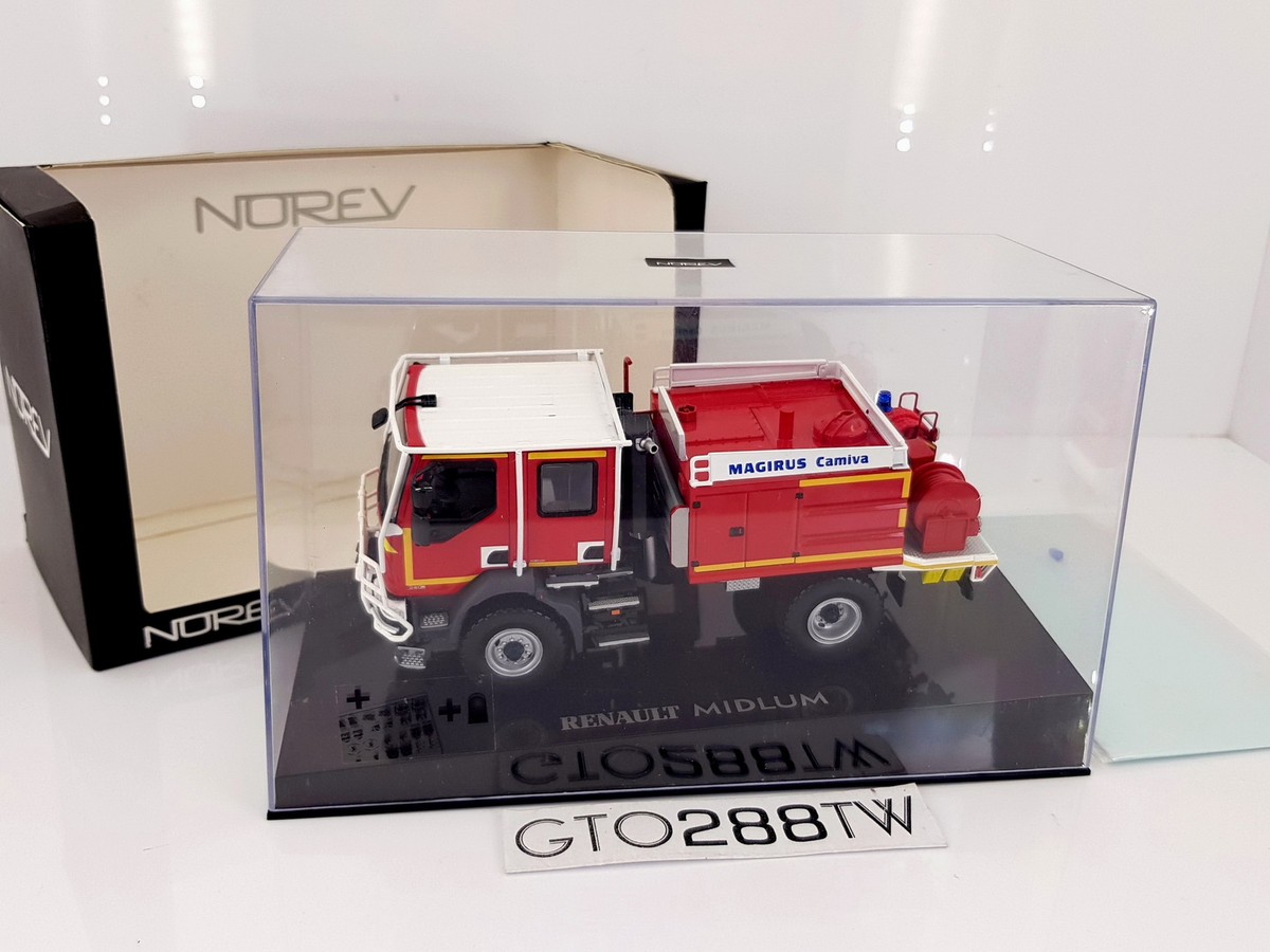 Miniature Norev Code 3 - Renault Midlum Sides Pompiers - 1/43 - Modifié
