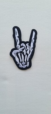 SKELETT HAND Rock Punk Band Rock Neuheit Handwerk cool Bügelbild Patch Aufnäher Abzeichen