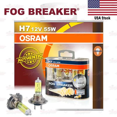 OSRAM FOG BREAKER Headlight Bulbs Duo Lamps 2600K YELLOW H7 12V 55W for LOW BEAM