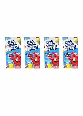 Kool-Aid Tropical Punch 4 Boxes Zero Sugar Drink Mix On The Go 24 Packets Total