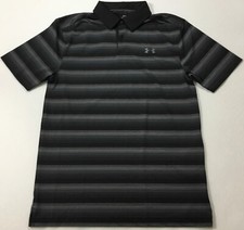 Under Armour Men  s Golf Polo Heat Gear Black Stripes 001 1298947 Size L