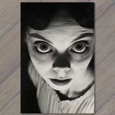 Art Print  Creepy Wide-Eyed Woman Haunted Horror Macabre Dark Gothic Atmosphere