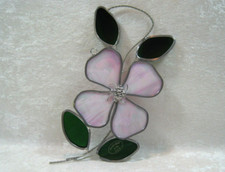 Handcrafted Leaded Stained Glass Pink Flower Wall, Window or Suncatcher Hanging