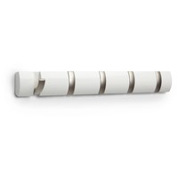 Umbra Flip Horizontal Wall-mounted Hook System With 5 Hooks White One Size Umbra Flip Horizontal Wall-mounted Hook System With 5 Hooks White One Size