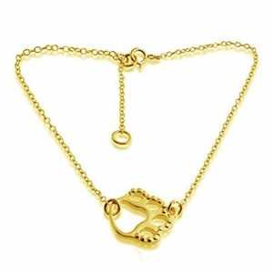 Authentic Azaggi Gold Plated Textured Dog Pet Puppy Print Pendant Anklet Bracelet Jewelry