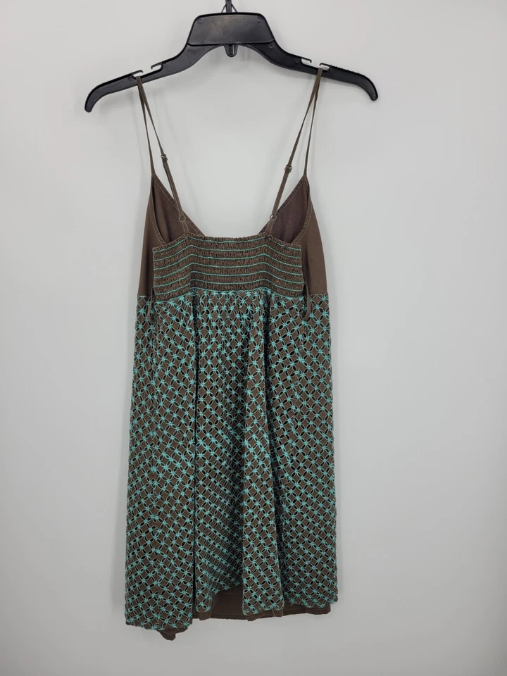 Tommy Bahama Vestido Mujer Pequeño Marrón Azul Estampado Sin Mangas Solero Playa Boho Foto 2 de 4