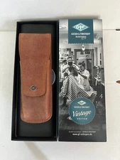Giesen & Forsthoff Safety Razor Sheath Brown Leather Case 5.5x2 Magnetic Clasp